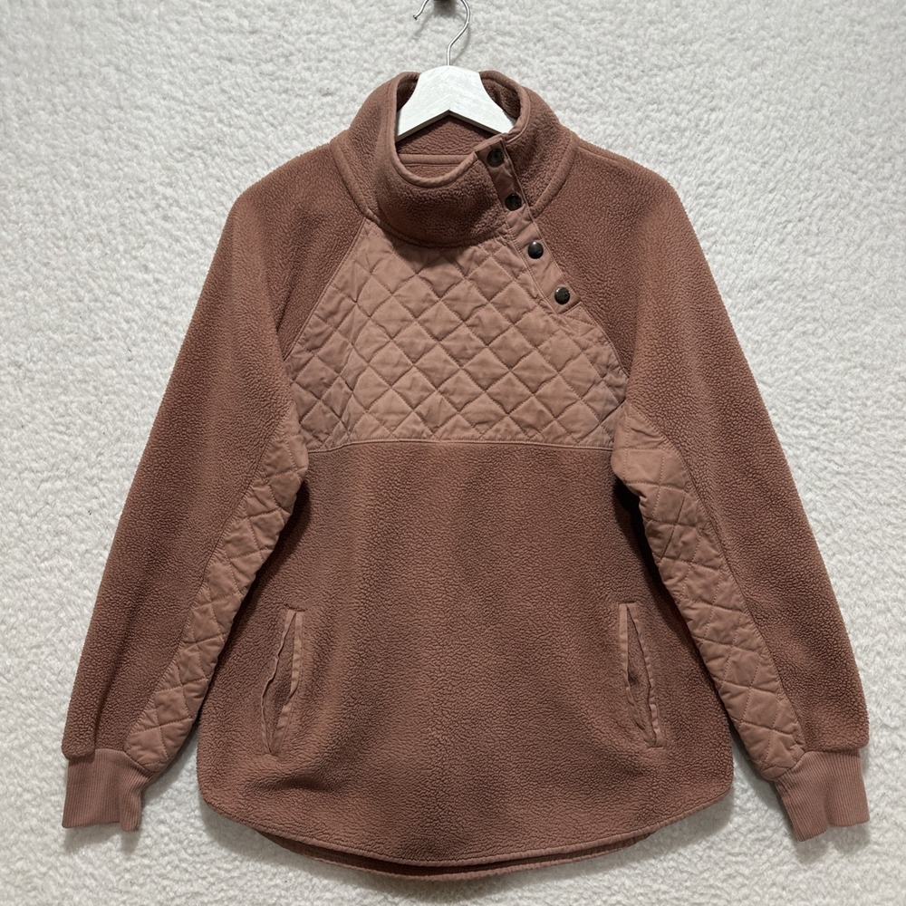 Abercrombie &‎ Fitch Asymmetrical Snap-Up Fleece Sweatshirt Size M Dusty Pink